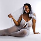 UK 6-28 Bridal Bodysuit Stockings Bow Lace Erotic Plus Curve Catsuit Underwear L