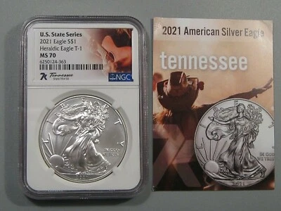 Eeuu Estados Serie: 2021 Tennessee Edición Plateado American Eagle NGC MS70. #51 - Imagen 1 de 4