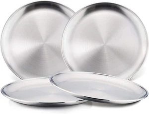 Haware Toddlers Kids 18/8 Stainless Steel Plates, Durable Metal 304 Feeding 8In - Picture 1 of 7