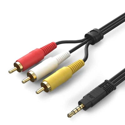 Premium 3.5mm Stereo AUX to 3 RCA 3RCA AV Audio Video DVD HDTV Camcorder Cable - Image 1 of 4