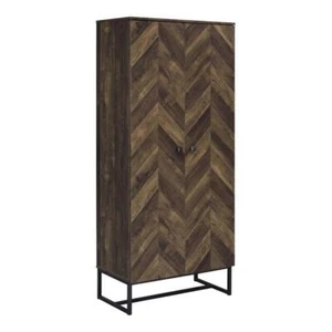 Coaster Farmhouse Wood 2-Door Accent Storage Cabinet with Metal Base in Oak - Picture 1 of 6