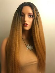 NWT It's A Wig Auburn and Black Long Braided Crown Center Part Lace Front Wig