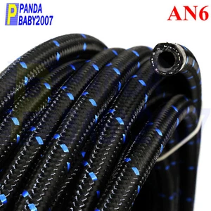 6feet AN6 6AN -6 AN-6 Nylon+Steel Braided Oil Cooler Fuel Line Gas Rubber Hose - Picture 1 of 7