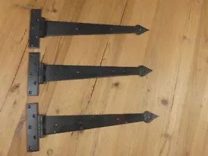 3 GRANDI Cerniere a T Cinghia 15" Tee Forgiate a Mano in Fienile Rustico Medievale Ferro! - Foto 1 di 9