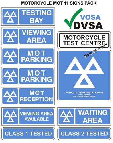 MOT SIGN | MOT SIGNS | VOSA DVSA | MOT SIGN PACK | MOTORCYCLE MOT 11 ...