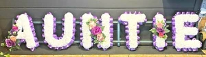 AUNTIE TRIBUTE FRAME - FUNERAL FLOWERS - ARTIFICIAL SILK ANY COLOURS - Picture 1 of 6