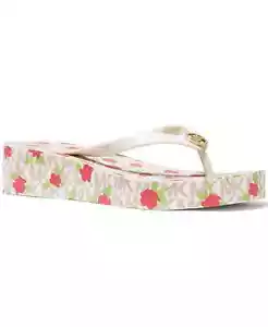 Michael Kors Women’s Bedford Plaform Floral Flip Flop in Vanilla Floral Logo 10 - Picture 1 of 7