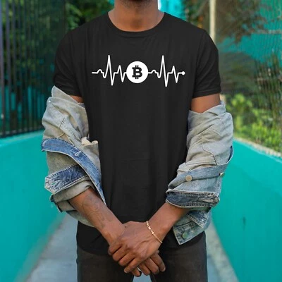 AKA TEXTILE T-shirt criptovaluta Bitcoin Heartbeat BTC cripto unisex top regalo di compleanno