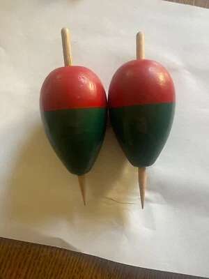 2 Shurkatch Vintage Wooden Fishing Bobbers Very Nice New York - Image 1 of 3