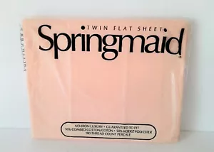 VTG Springmaid Twin Flat Sheet Combed Cotton Percale No Iron Luxury Pink/Peach - Picture 1 of 4