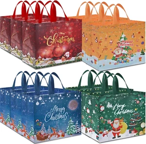 12PCS Extra Large Christmas Gift Bags, 15.7'' X 14.2''X 5.9'', Christmas Tote Ba - Picture 1 of 12