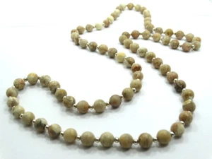 Precioso COLLAR DE JASPE IMAGEN MARRÓN Y BEIGE con CUENTAS de relleno en tonos dorados - Imagen 1 de 3