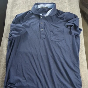 Greyson Herren L Poloshirt Golf Pima Baumwollmischung gesticktes Logo Tasche blau  - Bild 1 von 8