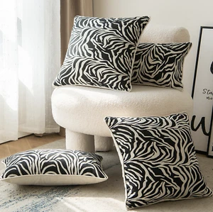 Zebra Print Decorative Textured Cushion Cover Sofa Living Room Bedroom Decor - Bild 1 von 9