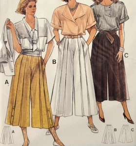Vtg Uncut Burda 6579 Sew Pattern Pleated Pant Split Skirt Culottes Gauchos 8-18 - Picture 1 of 5