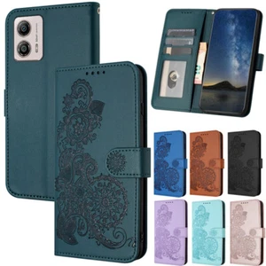 For Motorola G04 G34 G54 G84 G14 E13 G53 Flowers Wallet Leather Flip Case Cover - Picture 1 of 86