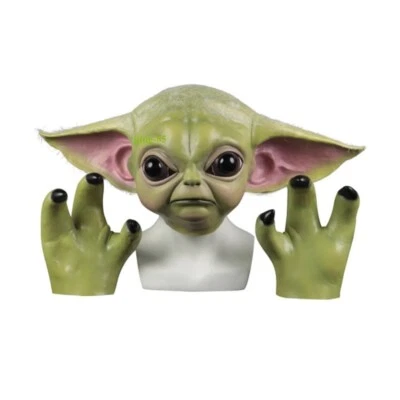 Comic The Mandalorian Baby Yoda Mask Cosplay Helmet Props Latex Halloween Party - Image 1 of 4