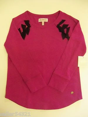 **NEW** Juicy Couture Fashion Top w/ Bow Detail - Magenta w/ Black Bows - Image 1 of 4