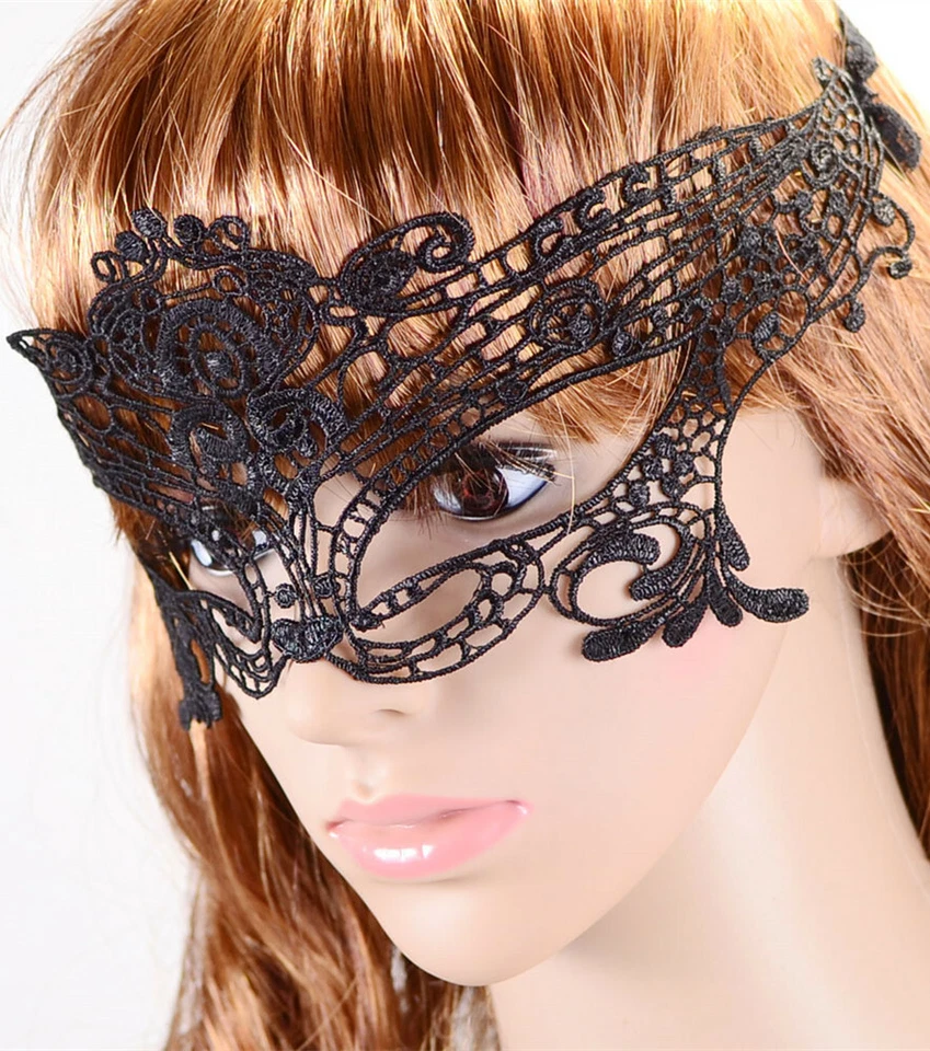 Handmade Mysterious Black Night Club Lace Party Mask - Image 1 of 4