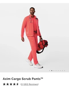 NWT Figs Axim Cargo Scrub Pants Fiery Coral MENS MEDIUM - Picture 1 of 7