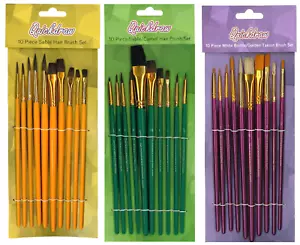10 x Künstler Pinsel Set Aquarellpinsel Set rund & flach Öl Acryl Set - Bild 1 von 14