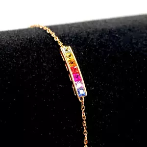Gold Saphire Armband 18K massiv Gold 0,42ct natürliche Saphire UK gepunzt - Bild 1 von 11