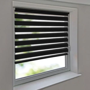 Klemmfix Duo-Rollo Doppelrollo mit Klemmhalter Seitenzugrollo Easy-Fix schwarz - Bild 1 von 6