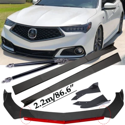 Front Bumper Lip Spoiler+Side Skirt Rear Lips Carbon Fiber For Acura TLX 2015-20 Foto 1 de 4