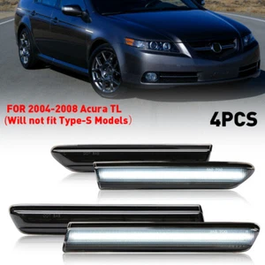 White LED Front Rear Fender Side Lights Marker For 2004-2008 Acura TL Base Smoke - Picture 1 of 11