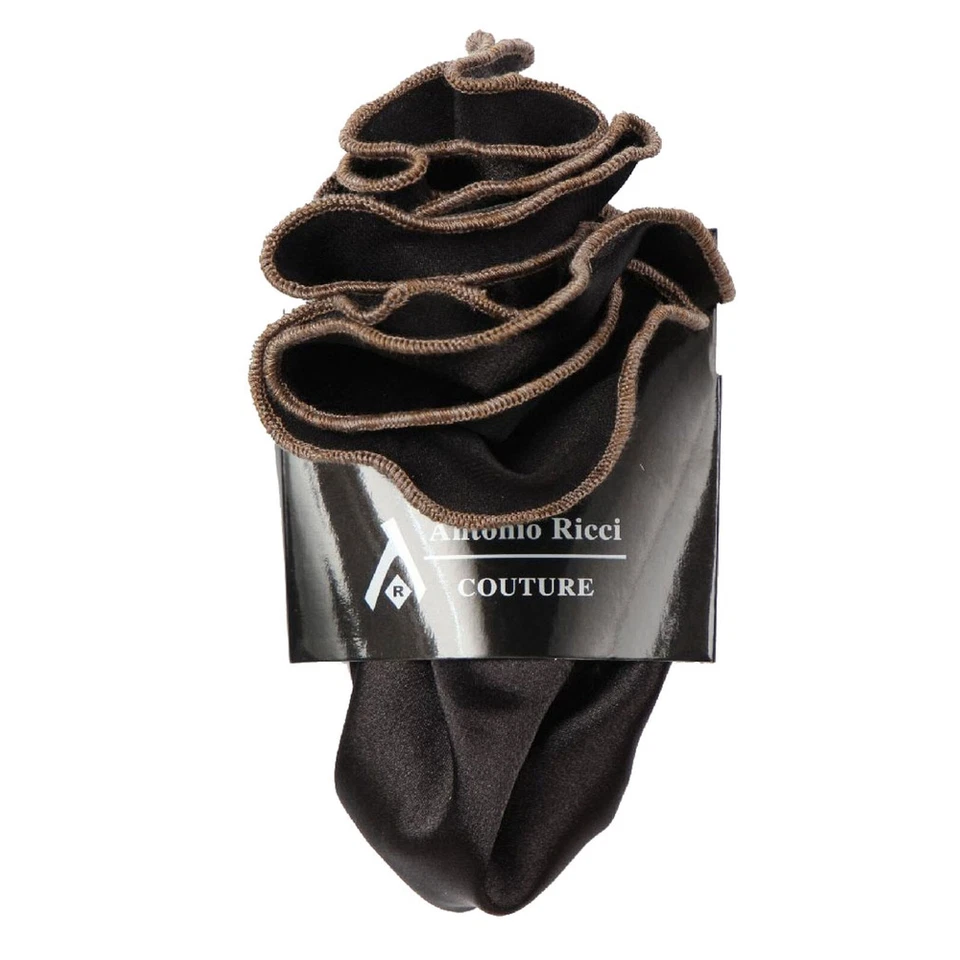 Pañuelo redondo de bolsillo para hombre Antonio Ricci negro con ribete topo formal bodas Foto 1 de 1