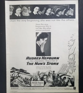 1959 Audrey Hepburn Peter Finch The Nuns Story película anuncio de colección - Imagen 1 de 1