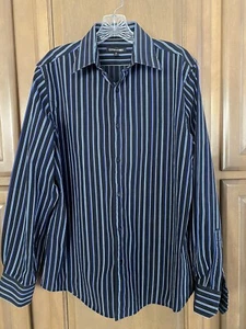 EXPRESS Mens Striped Button-Up Cotton Shirt ~ Size M~ Modern Fit - Picture 1 of 11