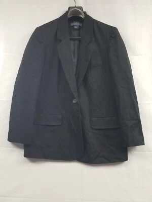 Chaqueta Blazer Vintage Herman Geist Negra Un Botón Algodón Talla 10 Foto 1 de 4