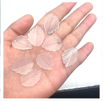 100PcsJade Leaf Beads Translucent Czech Glass Bead Jewelry Hairpin DIY Accessory - Image 1 of 4