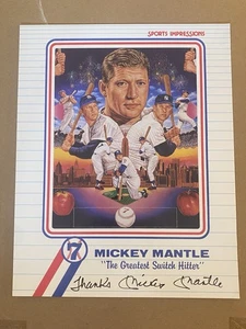 JSA Mickey Mantle Signed Sports Impressions 8x10 HOF Yankees Auto LOA - Picture 1 of 5