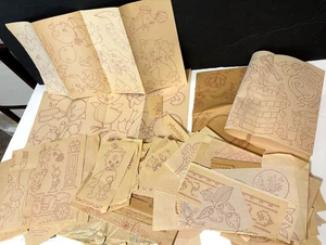 Lot of Vintage Embroidery Patterns Red Iron On Transfers ~ Large Variety - Picture 1 of 9
