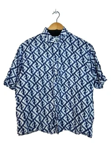 FENDI short sleeve shirt -- Linen BLU Total Pattern FS0795 AN0K Used - Picture 1 of 5