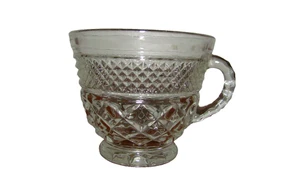 Vintage Rautenmuster Bowle Schüssel Tassen MCM Glaswaren 5 Stück - Bild 1 von 7