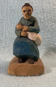 Glen Harbin Wood Folk Carving 1970’s Grandma And Baby Tennessee - Bild 1 von 5
