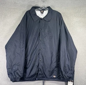 NWT Dickies Snap Front Jacket Mens S Black Nylon Weather Resistant Windbreaker - Picture 1 of 3