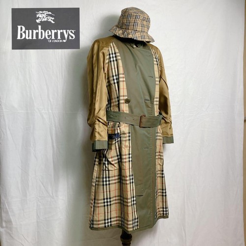 Raro Trench Coat Burberrys Vintage Iridum Nova Check Uomo #EE AFA
