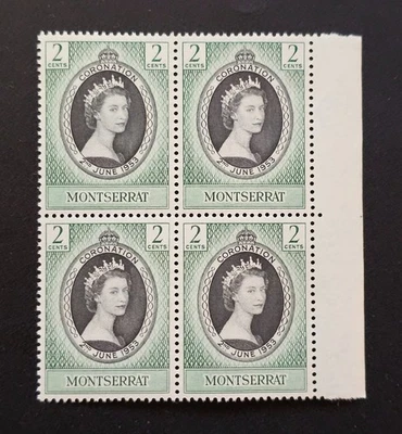 MONTSERRAT 1953 Elizabeth Coronation Sc 127. SG 136 QEII 2c BLOCK of 4 Mint NH 1 - Image 1 of 4