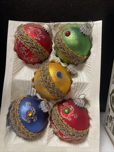 1970’s Kurt Adler Christbaumschmuck Glas 5er Set Glitzer - selten - NOS - Bild 1 von 10