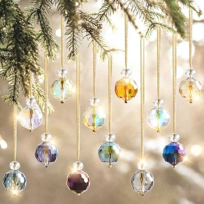 UXORSN 12PCS Christmas Tree Crystal Ball Ornaments 22mm Glass Christmas Baubles - Image 1 of 4
