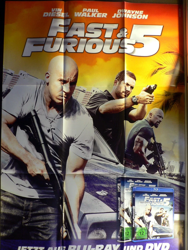 Fast + Furious 5 - Paul Walker - Vin Diesel - Videoposter A1 84x60cm gefaltet - Bild 1 von 1