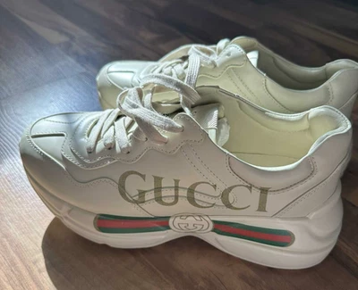 Gucci Rhyton Estilo Marfil Tenis Mujer Moda Cuero Logo Zapatos EU39 Sin Caja Foto 1 de 4
