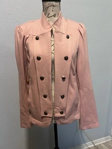 Tommy Hilfiger L Pink military Jacket Double Breasted Preppy Blazer Open Front - Picture 1 of 6