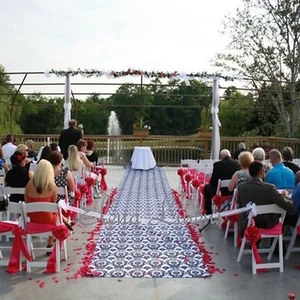 Pasillo corredor de pasillo de tela damasco de 25 pies 57" de ancho flocado negro blanco boda   - Imagen 1 de 4