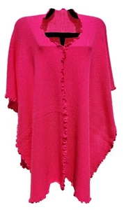 NEW, 100% ALPACA WOOL, RUANA, SHAWL CLOAK CAPE, ONE SIZE, WATERMELON COLOR, WARM - Picture 1 of 1