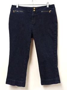 Ralph Lauren CAPRI JEANS Womens 10 DARK BLUE DENIM Zip Pockets STRETCH Fast Ship - Picture 1 of 11